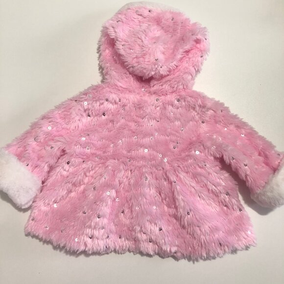 Small Wonders pink faux fur fall jacket - 3-6m - Picture 4 of 9